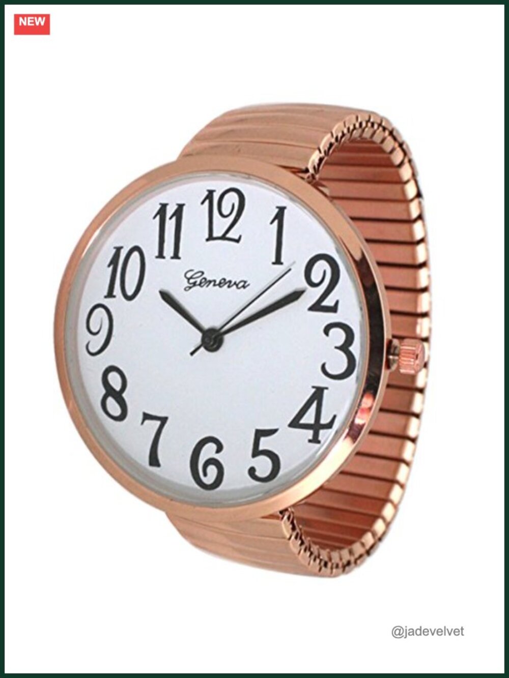 Geneva Super Large Stretch Watch Clear Number Easy Read Rose Gold
